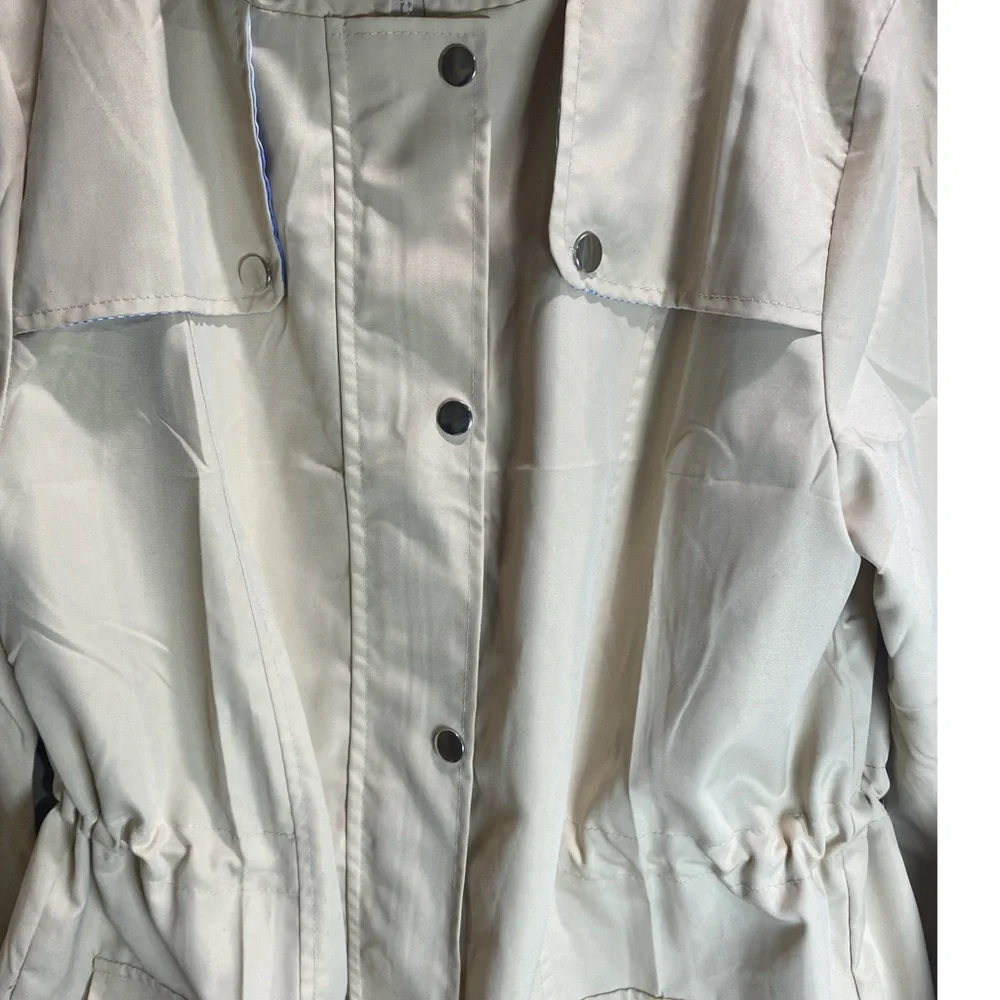 Women’s Blogger Love Long Lightweight Jacket Tan Utility Raincoat‎ Style Medium - Picture 6 of 10